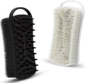 2 PC Silicone Body Scrubber, 2 in 1 Exfoliating Shower Bath Scrubber, Soft Silicone Loofah for Sensitive Skin, Shower Hair Scalp Massager, Easy to Clean, Lather Well (Grey&Black)